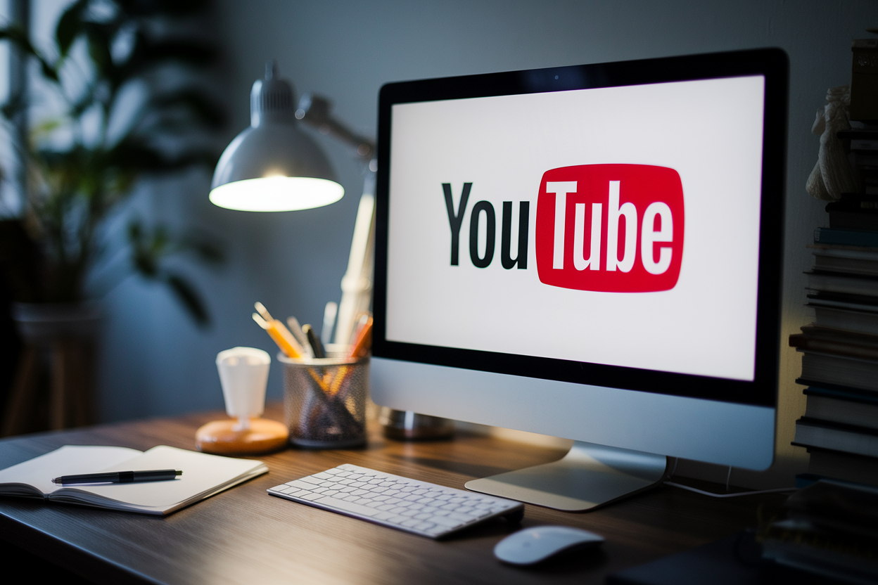 ordinateur-ecran-youtube-flou-lumiere-douce